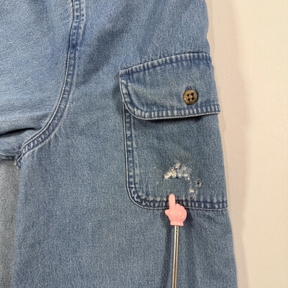 St. Johns Bay Denim Shirt Mens 2XL Blue Flannel Lined Button Up Workwear Jacket - Picture 8 of 8